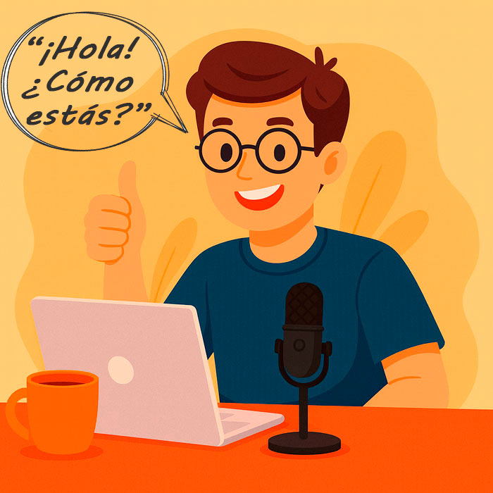 Joven aprendiendo y hablando